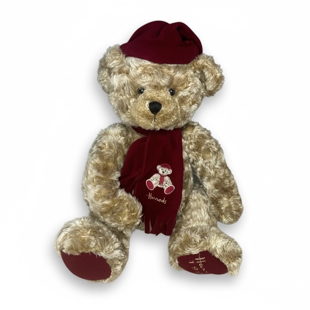 Vintage 1999 Harrods Knightsbridge Christmas Teddy Bear Plush 12” London Holiday